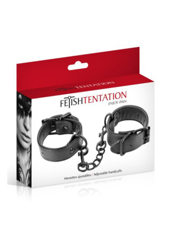 Menottes simili cuir noir ajustables Fetish Tentation - CC570407